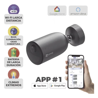 Cámara Bala IP / 2K 3 Megapixel / Batería Recargable 7800 mAh / Visión Nocturna Color 15 m (49.2 ft) / Wi-Fi 2.4 GHz / IP66