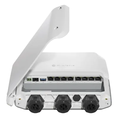 Router para Exterior / 8 Puertos PoE In/Out / 1 SFP+ 10G / IP66 / 120W PoE / ARM 64-bit 4 Núcleos / RouterOS v7