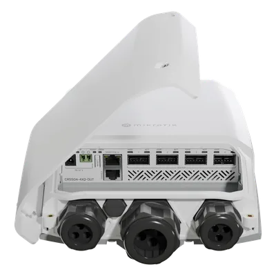 Switch / 4 puertos QSFP28 100 Gbps / Capacidad 640 Gbps / Dual fuente redundante / RouterOS v7