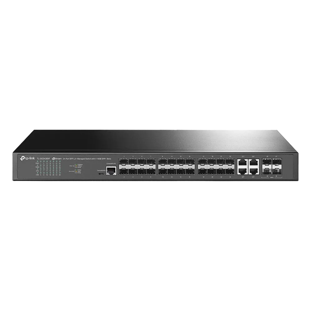 Switch de Fibra Óptica L2+ / 24 Puertos SFP 1GE / 4 Puertos Combinados SFP+/RJ45 / 128 Gbps / 95.23 Mpps / Gestión Centralizada / IPv6 / IGMP Multicast