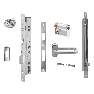 Kit de cerradura electrificada / Perfil angosto / Control de acceso exterior / Salida libre interior / Puerta simple