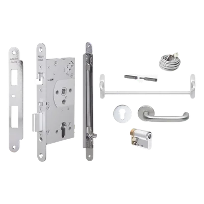 Kit de cerradura electrificada / Perfil angosto / Barra antipánico / Acero inoxidable / Control de acceso