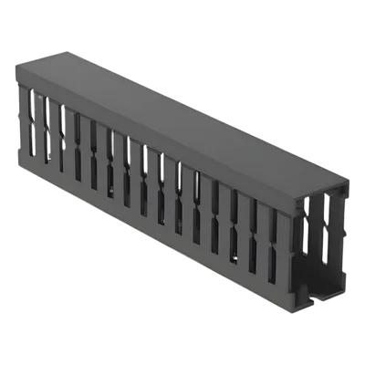 Canaleta Ranurada de PVC con Tapa / Tipo F / 32 mm x 53.8 mm / 2 m (6.56 ft) / Gris