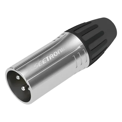 Conector de cable XLR Macho / Carcasa cromada perlada / Contactos plateados / Abrazaderas 3.5-8 mm / Diseño sin anillo