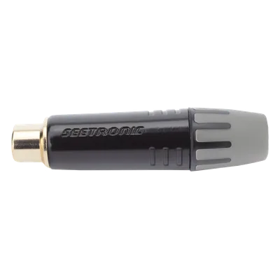 Conector RCA Hembra / Contacto Chapado en Oro / Carcasa Metálica Negra / Cable OD 3.5-6.5 mm / 2000 Ciclos