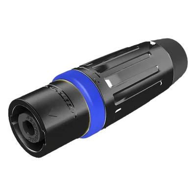 Conector Speakon Macho / 4 Polos / 30 A / IP54 / Carcasa Metálica Negra / AWG10