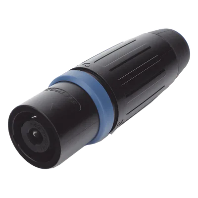 Conector Speakon Macho / 4 Polos / 30 A / IP54 / Carcasa Metálica Negra / AWG10