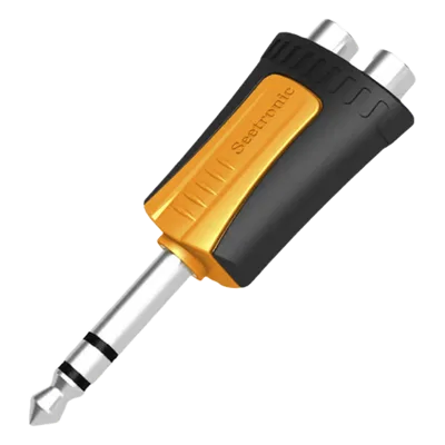 Adaptador de Audio Estéreo / Plug 1/4" (6.3 mm) a 2 x RCA Hembra / Carcasa Plástica / Precableado