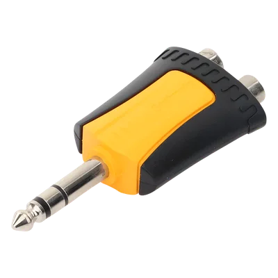 Adaptador de Audio Estéreo / Plug 1/4" (6.3 mm) a 2 x RCA Hembra / Carcasa Plástica / Precableado