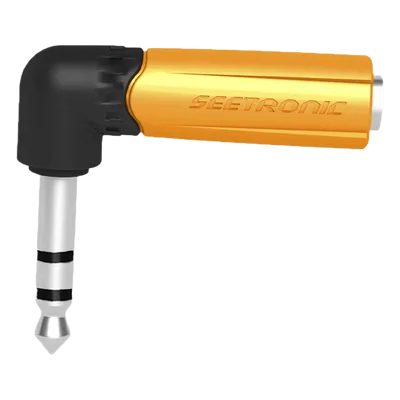 Adaptador de Audio Estéreo / Jack 1/4in a 1/4in / Ángulo Recto / Carcasa Plástica