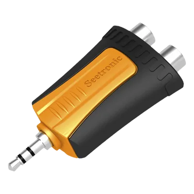 Adaptador de Audio / 3.5 mm Estéreo a 2 RCA Hembra / Carcasa de Plástico / Precableado