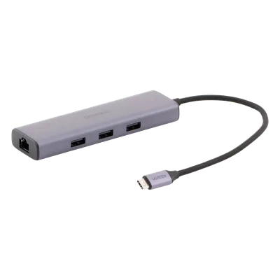 Hub USB-C 6 en 1 / 3 Puertos USB-A 3.0 (5 Gbps) / HDMI 4K@30Hz / PD 100W / Gigabit Ethernet / Aluminio