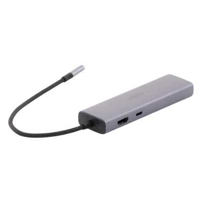 Hub USB-C 6 en 1 / 3 Puertos USB-A 3.0 (5 Gbps) / HDMI 4K@30Hz / PD 100W / Gigabit Ethernet / Aluminio