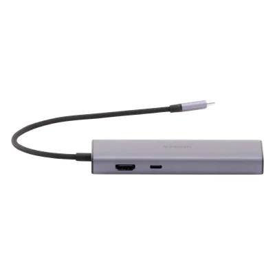 Hub USB-C 6 en 1 / 3 Puertos USB-A 3.0 (5 Gbps) / HDMI 4K@30Hz / PD 100W / Gigabit Ethernet / Aluminio