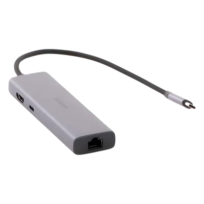 Hub USB-C 6 en 1 / 3 Puertos USB-A 3.0 (5 Gbps) / HDMI 4K@30Hz / PD 100W / Gigabit Ethernet / Aluminio
