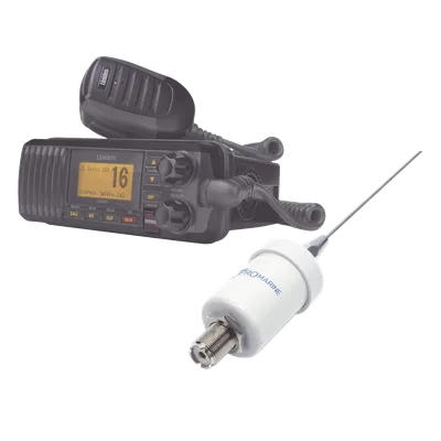 Kit de radio marina con antena de fibra de vidrio / 25W / GPS integrado / IPX4 / Cable 4.5 m (14.8 ft)