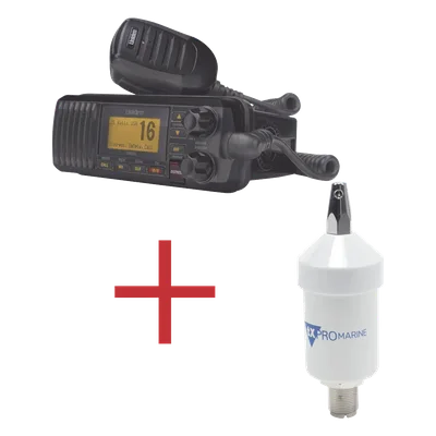 Kit de radio marina con antena de fibra de vidrio / 25W / GPS integrado / IPX4 / Cable 4.5 m (14.8 ft)