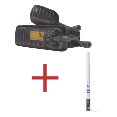 Kit de radio marina con antena de fibra de vidrio / 156-163 MHz / 25W / 2.4 m (7.9 ft) / Omnidireccional / IPX4