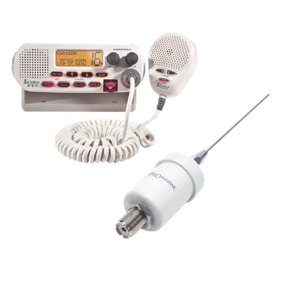 Kit de radio marina VHF / 25 W / Antena acero inoxidable / Cable 4.5 m (14.8 ft) / Montaje en L