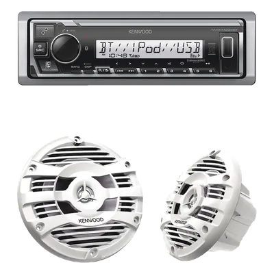 Kit Estéreo Marino Bluetooth / 50 W RMS por Canal / Bocinas 6.5' (16.5 cm) / Tweeter 1' (2.54 cm) / Ecualizador 13 Bandas / USB y Auxiliar Frontal