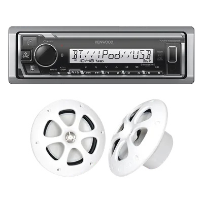 Kit de Audio Marino Bluetooth / Estéreo con 3 Salidas Preamplificadas / Bocinas 6.5 Pulgadas Resistentes al Agua / Ecualizador 13 Bandas / Sintonizador FM 87.9-107.9 MHz