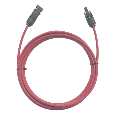 Cable Fotovoltaico / 1 m (3.28 ft) / 6 mm² (10 AWG) / Rojo / MC4 Macho-Hembra / -40°C a 90°C / 1000/2000 V