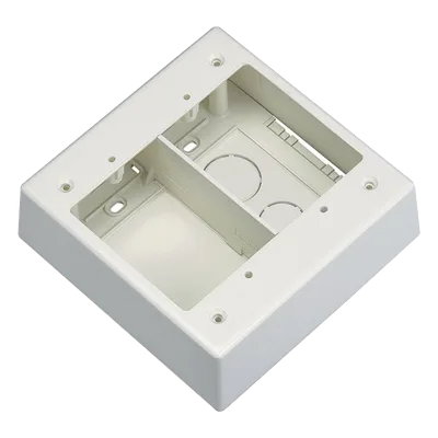Caja de Pared Superficial Doble, Con Divisor, Uso Universal con Placas de Pared, Color Blanco Mate