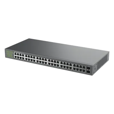 Switch No Administrable / 48 Puertos Gigabit / 100 Gbps / 2 SFP / Montaje Rack / 9KB Jumbo Frame