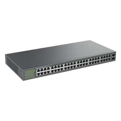 Switch No Administrable / 48 Puertos Gigabit / 100 Gbps / 2 SFP / Montaje Rack / 9KB Jumbo Frame