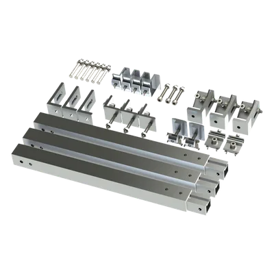 Caja de accesorios de aluminio anodizado / Montaje techo / Arreglo 1x2 / Inclinación 20-45° / Resistencia viento 136 km/h