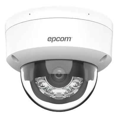 Cámara Domo IP / 4 Megapixel / Dual Light 30 m (98.4 ft) / Lente 2.8 mm / 109° FOV / IK08 / IP67 / PoE