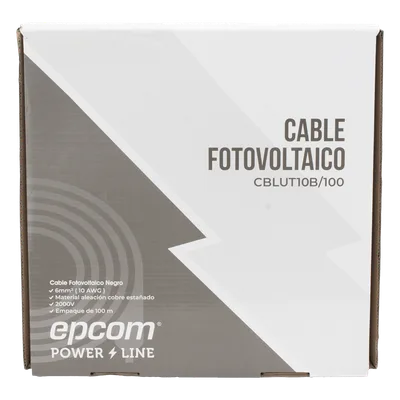 Cable Fotovoltaico / 6 mm² (10 AWG) / 2000V / Rango Térmico -40°C a 120°C / Resistencia UV y Ozono / Rollo 100 m (328.1 ft) / UL 4703 y TUV