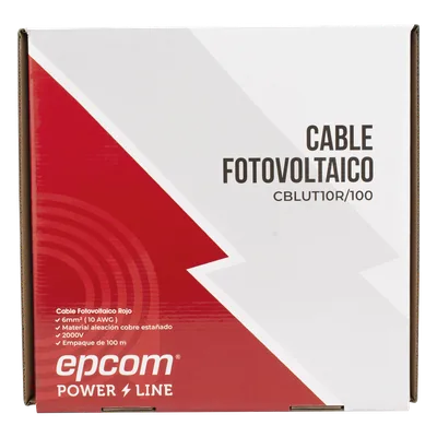 Cable Fotovoltaico / 6 mm² (10 AWG) / 1000/2000 V / Rango -40°C a 120°C / Rollo 100 m / UL 4703 y TUV