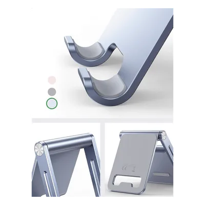 Soporte de Escritorio para Teléfono Móvil / Aluminio / Ajustable / Plegable / Carga hasta 600 g / Compatibilidad 4.7'' a 7.9''