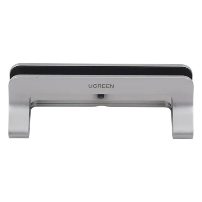 Soporte Vertical para Laptop / Ajustable 12-26 mm / Aluminio y Silicona / Hasta 15.6 pulgadas / Base Antideslizante / Color Plata
