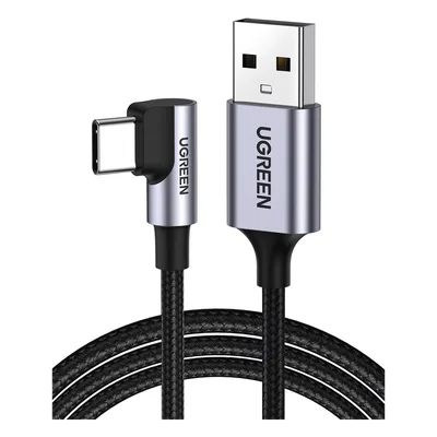 Cable USB-A a USB-C / 2 m (6.56 ft) / Conector 90° / Carga 60W / 480 Mbps / Nylon Trenzado / Aluminio