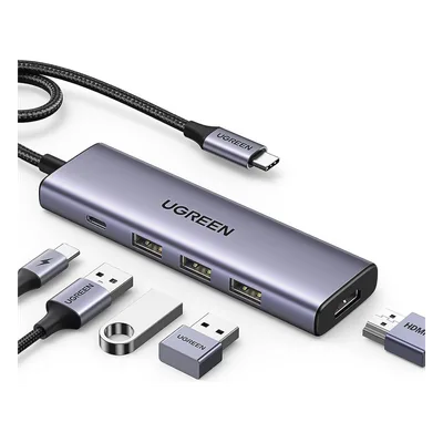 Docking Station USB-C / 5 en 1 / HDMI 2.0 4K@30Hz / 3 USB-A 3.0 5Gbps / PD 100W / Cable 25 cm (9.8 in) / Aluminio