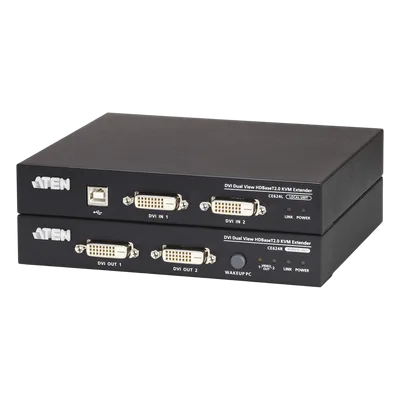 Extensor KVM / HDBaseT 2.0 / Dual Display DVI / USB 2.0 / RS-232 / 100m (328 pies) / Cat6/6a