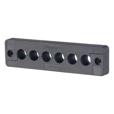 Pasacables de 6 Orificios en Línea 4.41" X 0.67" IP65, para Cables Terminados, Color Negro