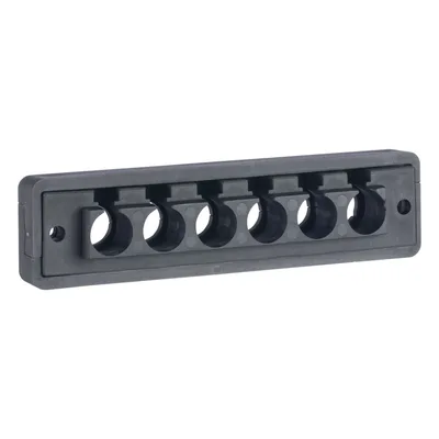 Pasacables de 6 Orificios en Línea 4.41" X 0.67" IP65, para Cables Terminados, Color Negro
