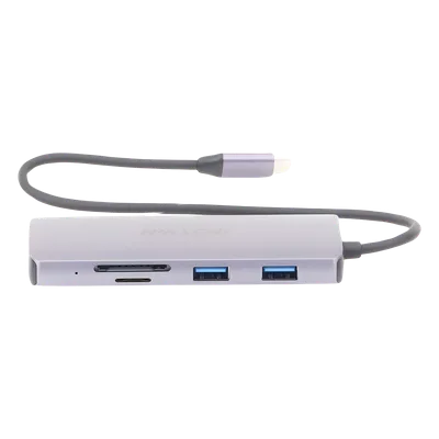 Hub USB-C 8 en 1 / HDMI 4K@30Hz / 3x USB 3.0 5 Gbps / Lector SD + Micro SD / PD 100W / Aluminio 112 mm (4.4 in)
