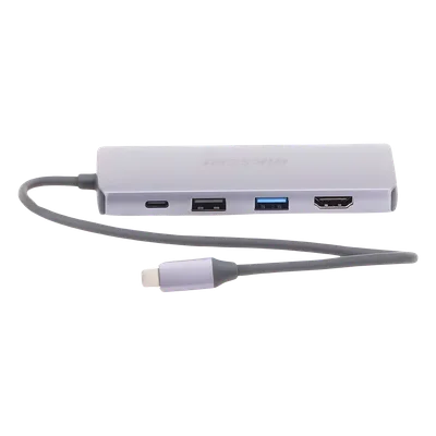 Hub USB-C 8 en 1 / HDMI 4K@30Hz / 3x USB 3.0 5 Gbps / Lector SD + Micro SD / PD 100W / Aluminio 112 mm (4.4 in)