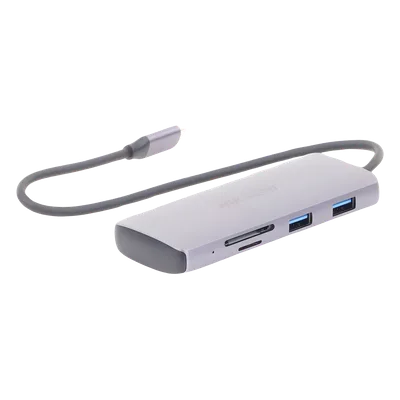 Hub USB-C 8 en 1 / HDMI 4K@30Hz / 3x USB 3.0 5 Gbps / Lector SD + Micro SD / PD 100W / Aluminio 112 mm (4.4 in)