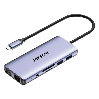 Hub USB-C 11 en 1 / HDMI 4K + VGA / 4 Puertos USB / RJ45 Gigabit / PD 100W / Lector SD y Micro SD / Aluminio