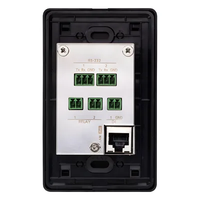 Panel de control / 8 botones personalizables / Ethernet 10/100Base-T / 2 puertos RS-232 / 2 canales relay / Montaje en superficie