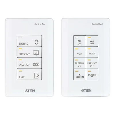 Panel de control / 8 botones personalizables / Ethernet 10/100Base-T / 2 puertos RS-232 / 2 canales relay / Montaje en superficie