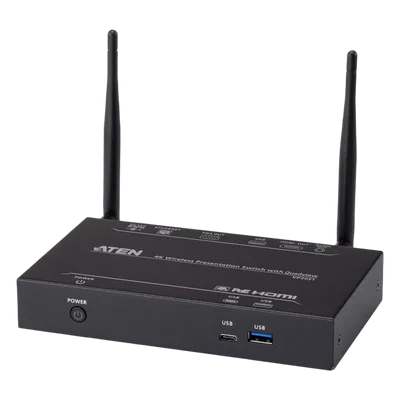 Switch de Presentaciones Inalámbrico / 4K / Quad View / 4 Fuentes Simultáneas / PoE / Control USB Táctil