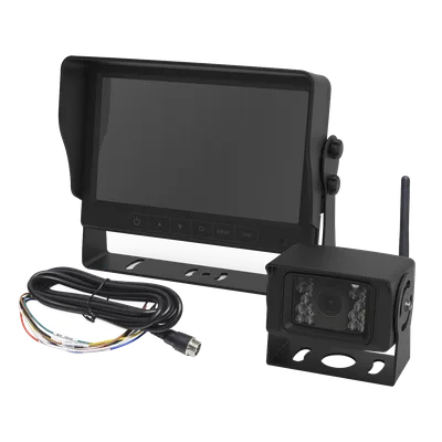 Cámara de Reversa Inalámbrica / Monitor LCD 7" / Visión Nocturna IR 18 LEDs / IP69K / Expandible a 4 Cámaras