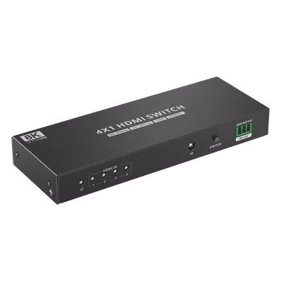 Conmutador HDMI / 4 Entradas 1 Salida / 8K@60Hz / 48 Gbps / HDMI 2.1 / Control IR y RS-232