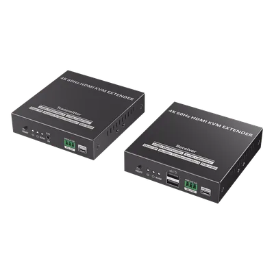 Extensor KVM HDMI / 4K @ 60 Hz / 120 m (393.7 ft) / 18 Gbps / Cat 6/6a/7 / Salida Loop / USB y RS-232